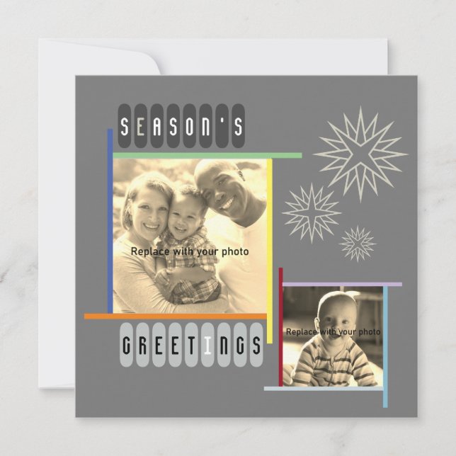 Bauhaus Style Retro Modern Artsy Christmas Holiday Card (Front)