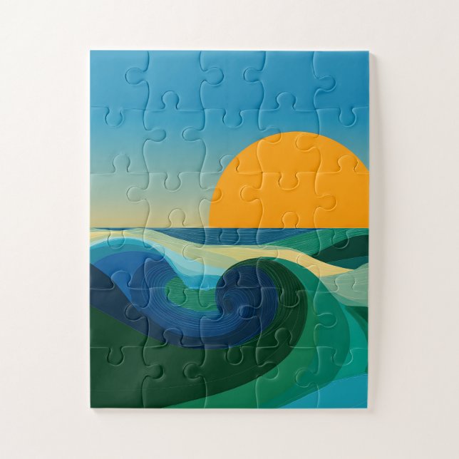 Bauhaus Sunset Desert Landscape Abstract Puzzle  (Vertical)