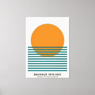 Bauhaus Sunset Stripes Poster Retro Wall Art