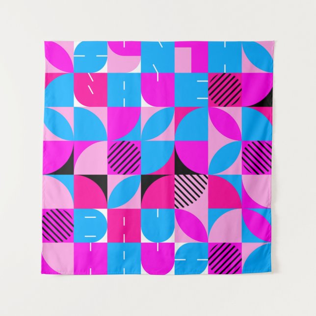 Bauhaus Synthwave #3 poster (pink-blue) Tapestry (Front)