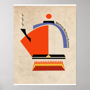 Bauhaus tea pot mid-century art poster