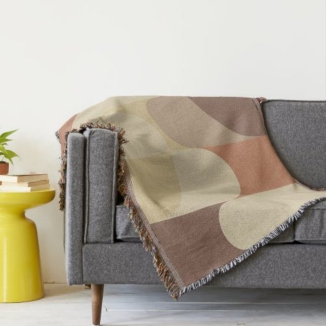 Bauhaus Terracotta Beige Abstract Earth Tones Throw Blanket (Creator Uploaded)