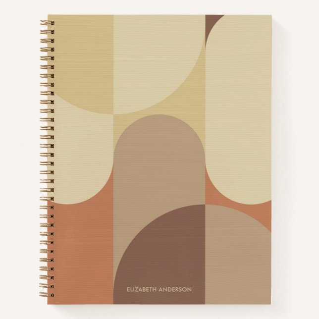 Bauhaus Terracotta Beige Abstract Personalized Notebook (Front)