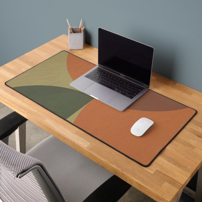 Bauhaus Terracotta Green Abstract Desk Mat (Office 2)