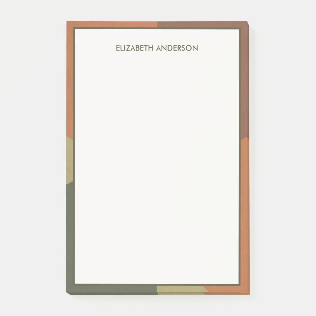 Bauhaus Terracotta Green Abstract Personalized Post-it Notes (Front)
