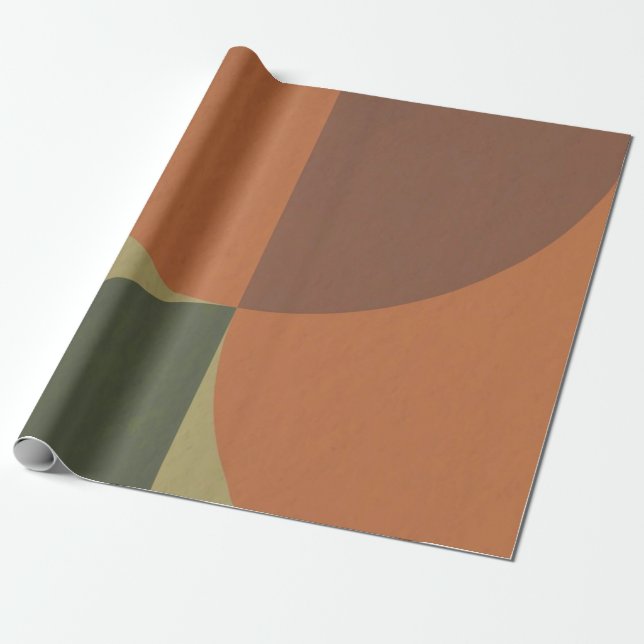 Bauhaus Terracotta Green Abstract Wrapping Paper (Unrolled)
