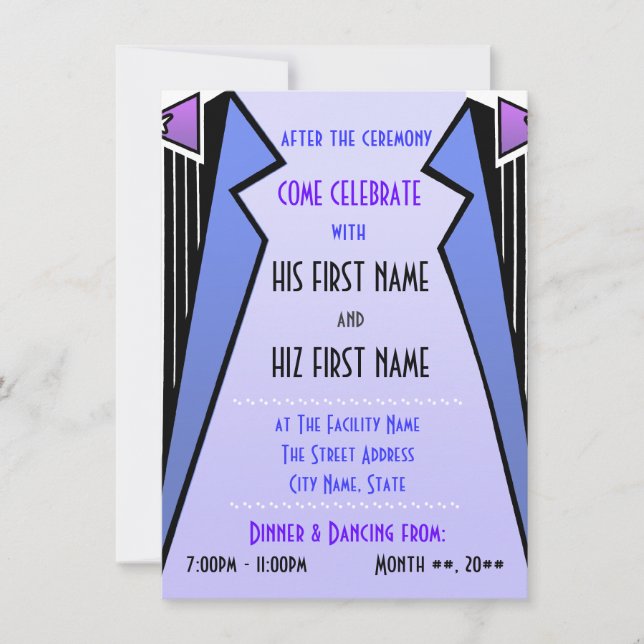 Bauhaus Tuxedo - LBV (Reception) Invitation (Front)
