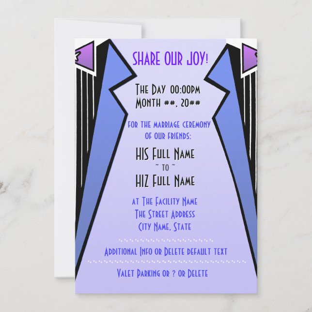 Bauhaus Tuxedo - LBV (Wedding Ceremony) Invitation (Front)