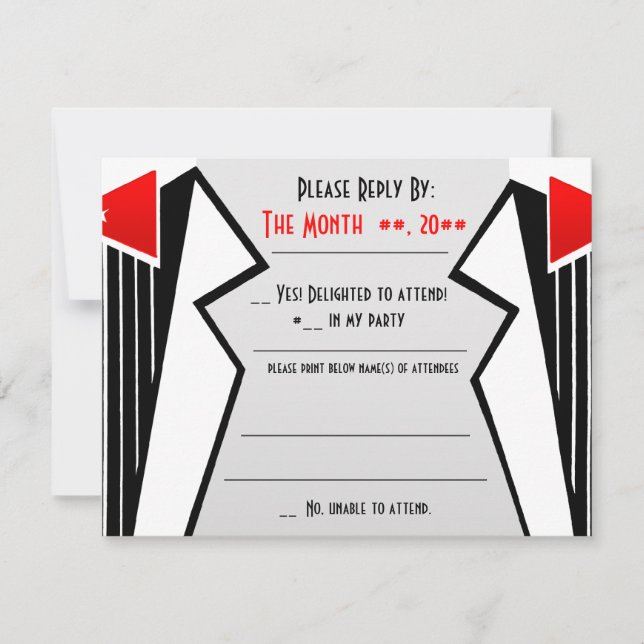 Bauhaus Tuxedo  (Reply Card) RSVP Card (Front)