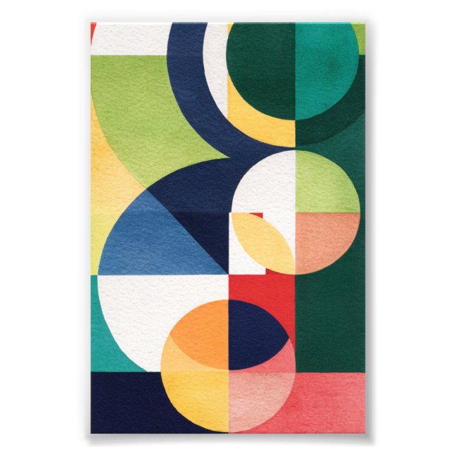  Bauhaus Watercolor - Geometric Green Poster (Front)