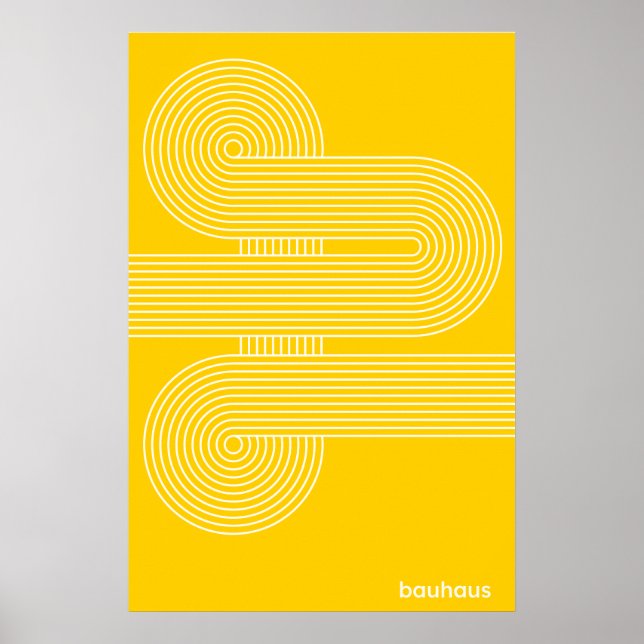 Bauhaus Yellow S-Curve Line Art Print Bold (Front)