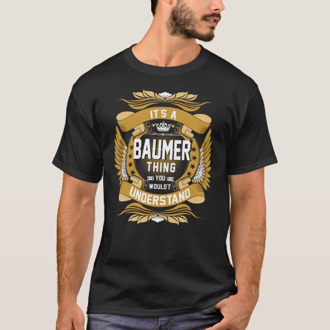 BAUMER Name, BAUMER family name crest T-Shirt (Front)