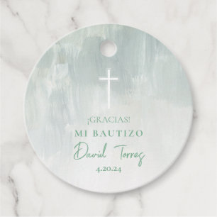 Bautizo Etiqueta para Recuerdos Verde Favour Tags