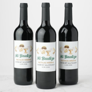 Bautizo in spanish Customisable Boy Angel Baptism Wine Label