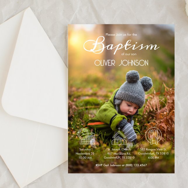 Bautizo Invitacion Baby Boy Elegant Photo Baptism Invitation (Creator Uploaded)