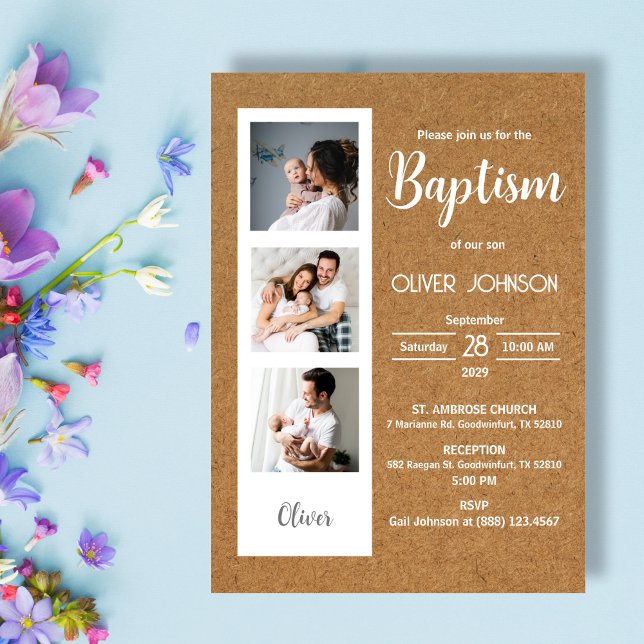 Bautizo Invitacion Baby Boy or Girl Photo Baptism Invitation (Creator Uploaded)