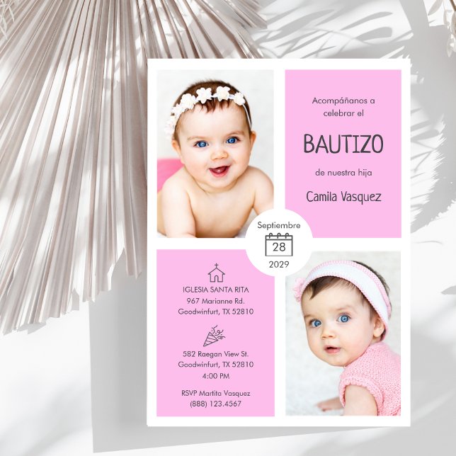 Bautizo Invitacion Baby Girl Cute Catholic Baptism Invitation (Creator Uploaded)