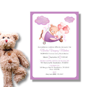 Bautizo Invitacion Cheerful Teddy Bear Boy Baptism Invitation