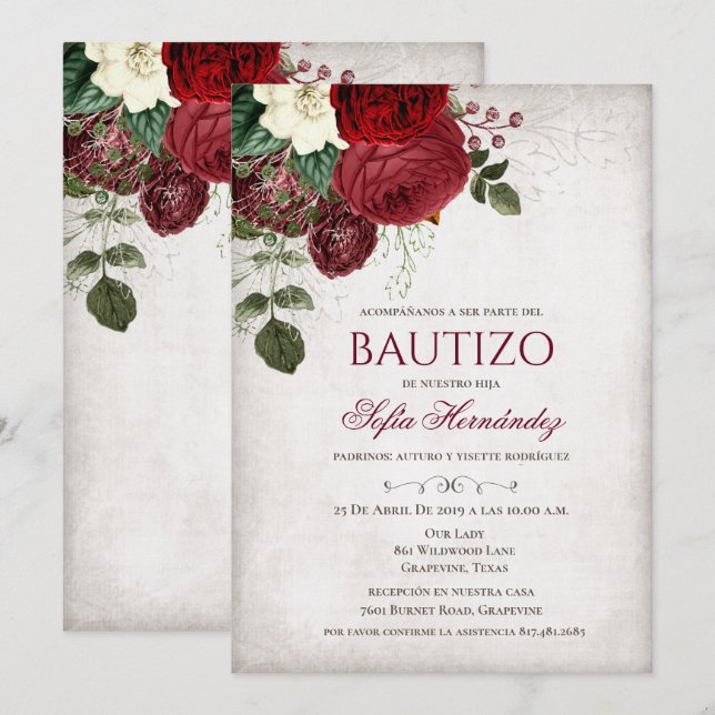 Bautizo Invitacione De bautizo Baptism Invitation (Front/Back)