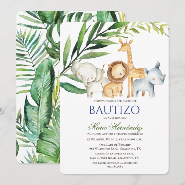 Bautizo Invitacione De bautizo Baptism Invitation (Front/Back)