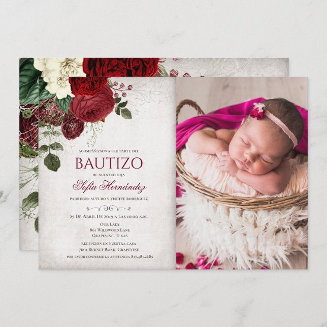 Bautizo Invitacione De bautizo Baptism Invitation (Front/Back)