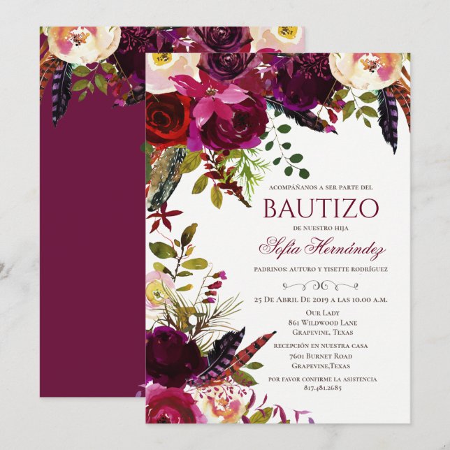 Bautizo Invitacione De bautizo Baptism Invitation (Front/Back)