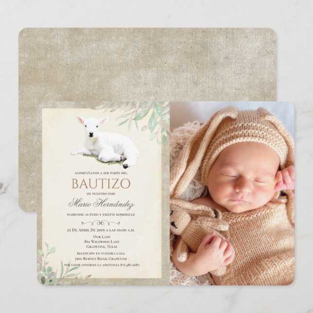 Bautizo Niño Invitacione De bautizo Niño Baptism Invitation (Front/Back)