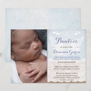 Bautizo PhotoCards in Spanish, Boy Latino Baptism Invitation