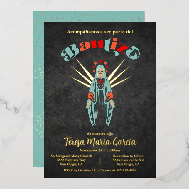 Bautizo Virgen de Guadalupe Baptism Mother Mary Fo (Front/Back)