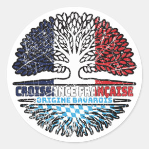 Bavaria Bavarian French France Tree Roots Flag Classic Round Sticker