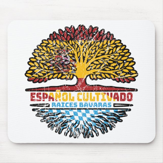 Bavaria Bavarian Spain Spanish Tree Roots Flag Mouse Mat (Front)