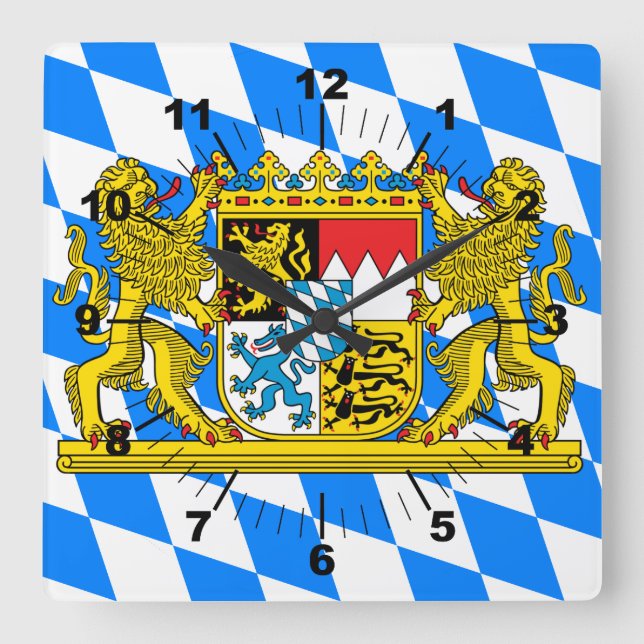 Bavaria Coat of arms Square Wall Clock (Front)