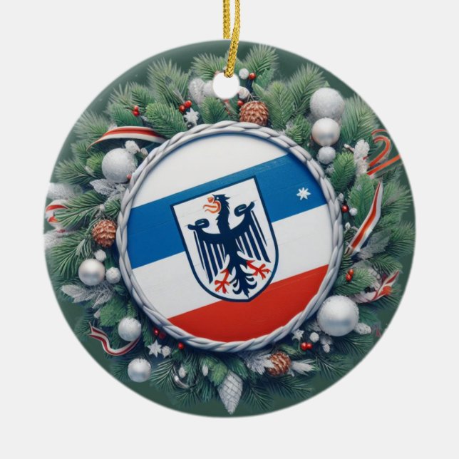 BAVARIA FLAG INSPIRED CERAMIC TREE DECORATION (Front)