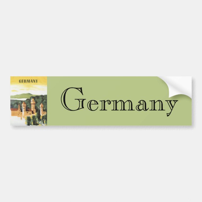 Bavaria, Germany, German Castle Vintage Travel Art Bumper Sticker (Front)