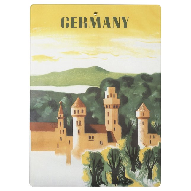 Bavaria, Germany, German Castle Vintage Travel Art Clipboard (Back)