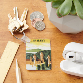 Bavaria, Germany, German Castle Vintage Travel Art Key Ring