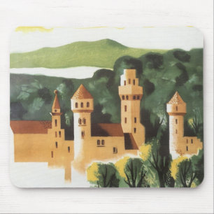 Bavaria, Germany, German Castle Vintage Travel Art Mouse Mat
