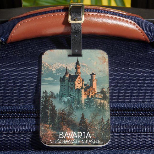Bavaria Neuschwanstein Castle Vintage  Luggage Tag (Front Insitu 2)