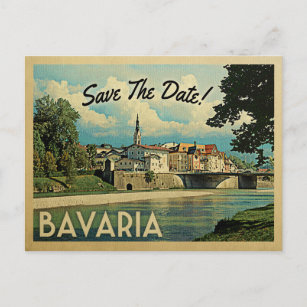 Bavaria Save The Date Germany Bad Tolz Isar River Announcement Postcard