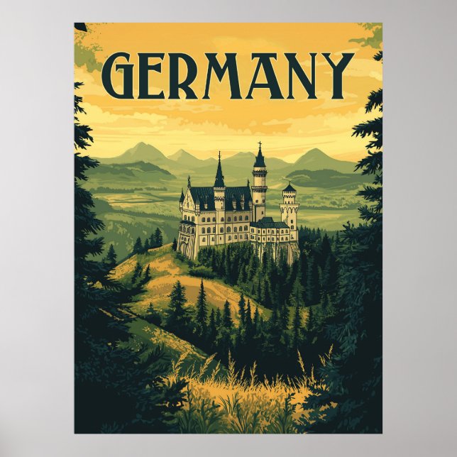 Bavaria Travel Souvenir - Vintage German Castle Poster (Front)