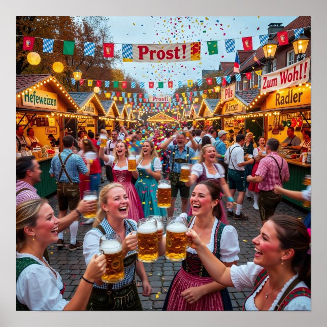 Bavarian Festival Cheers at Dusk Poster (Front)
