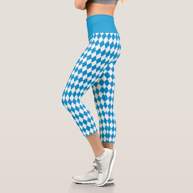 Bavarian Flag Pattern Oktoberfest Capri Leggings (Left)