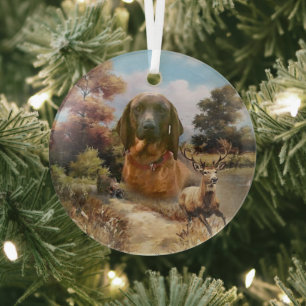 Bavarian Mountain Hound, Art Glass Tree Decoration