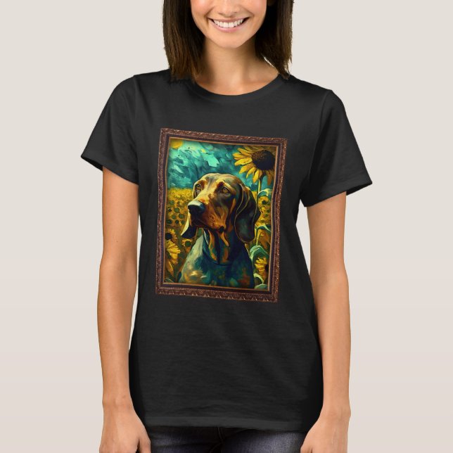 Bavarian Mountain Scent Hound Painting Sunflower F T-Shirt (Front)