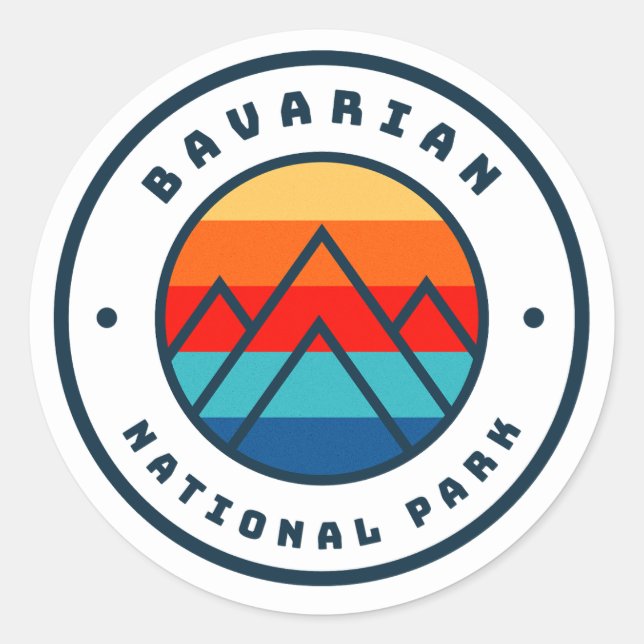 Bavarian National Park Germany Minimalist Mountain Classic Round Sticker (Front)