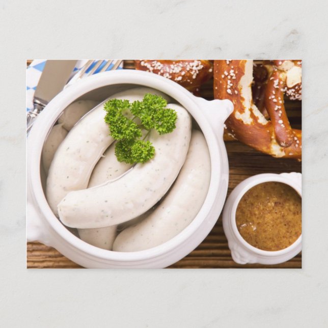 Bavarian weisswurst breakfast postcard (Front)