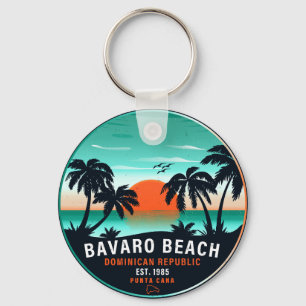 Bavaro Beach Dominican Retro Sunset Souvenir 60s Key Ring
