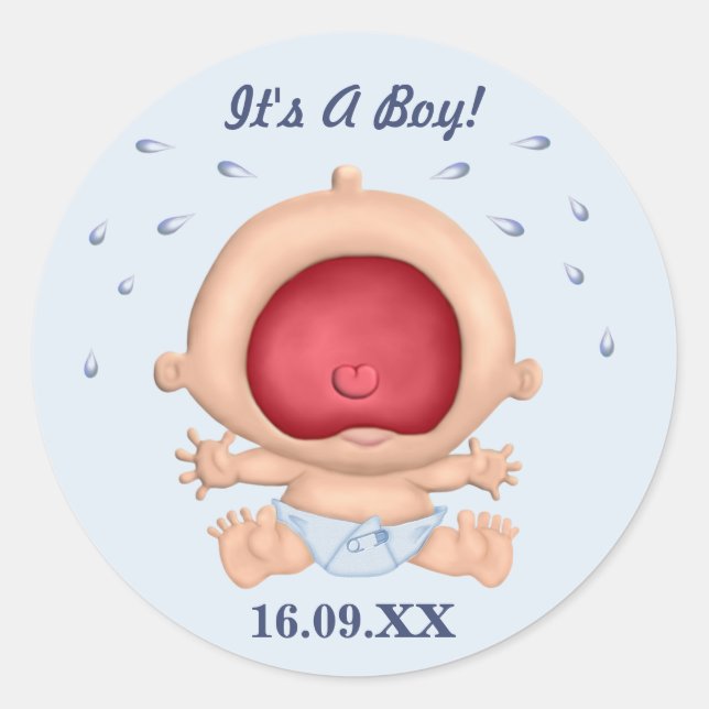 Bawling Baby It's A Boy Sticker (Front)