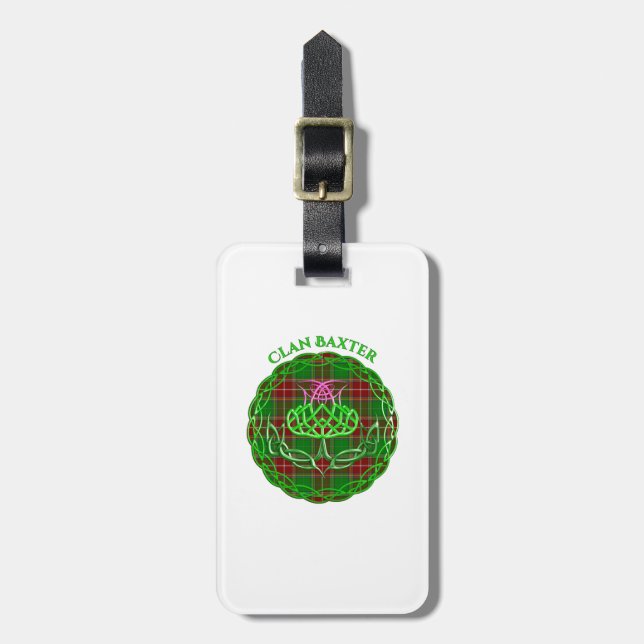 Baxter Scottish Tartan Celtic Thistle Luggage Tag (Front Vertical)
