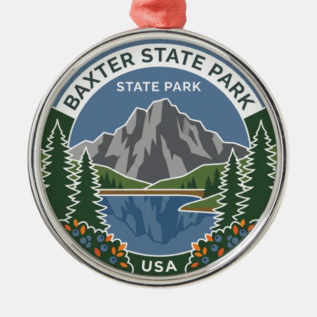 Baxter State Park Maine Metal Tree Decoration (Front)